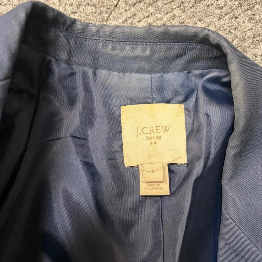 J.Crew Suiting Womens Navy Blue Cotton Single Button Blazer Size 8